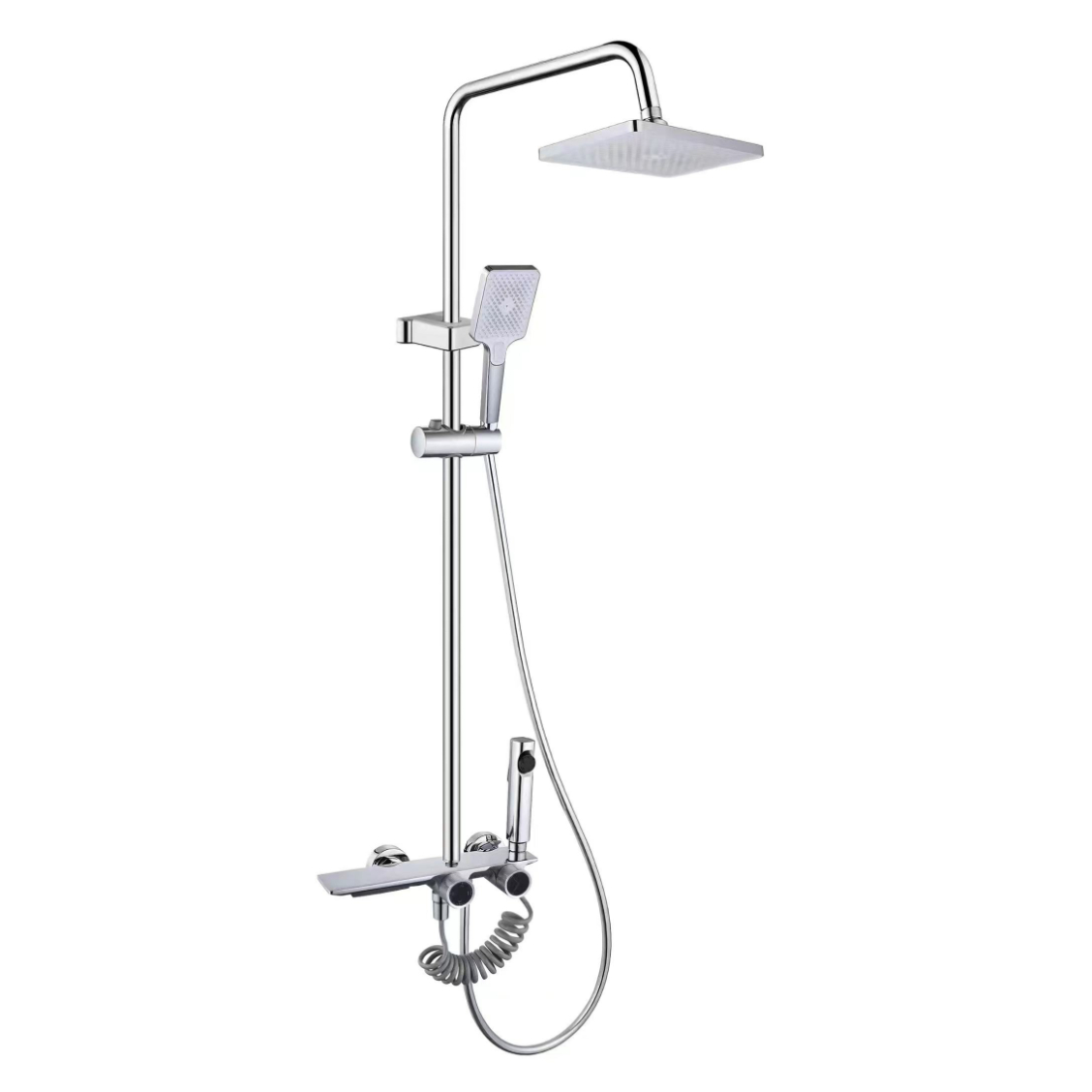 Bright Chrome Square regndusjsett med doble knotter