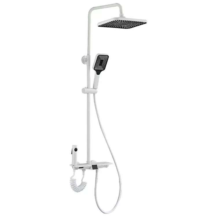 Hvit termostatisk digital display dusjsett med sprøytepistol
